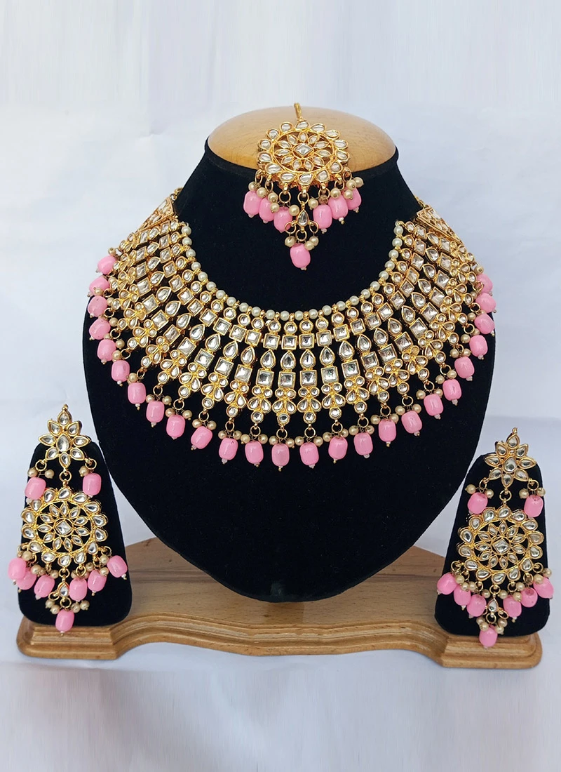 Pink Necklace Set Wedding Wear 5 Pink Necklace Set Wedding Wear - Image 3