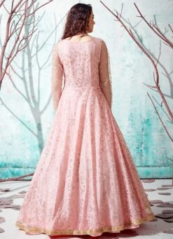 Pink Net Anarkali Gown Party Wear -ZariGrace Shop pink net anarkali gown bgwrsom4532 b