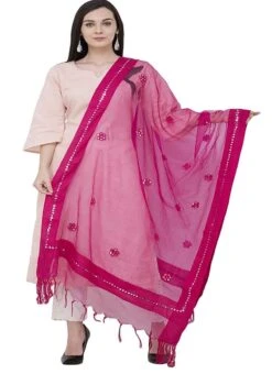 Pink Organza Cotton Gota Patti Work Dupatta Festive Wear -ZariGrace Shop pink organza cotton gota patti work dupatta dpdmfmfd022 u
