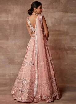 Pink Organza Embroidery Sequins Umbrella Lehenga Party Wear -ZariGrace Shop pink organza embroidery sequins umbrella lehenga ghska44212002 b