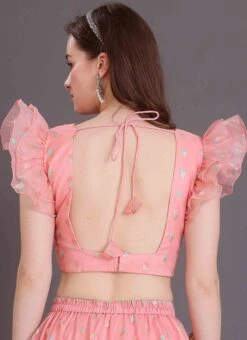Pink Organza Jacquard Blouse Festive Wear -ZariGrace Shop pink organza jacquard blouse BLBS02309141 b