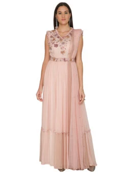 Pink Pure Georgette Thread N Sequins Work Anarkali Suit Party Wear -ZariGrace Shop pink pure georgette thread n sequins work anarkali suit sldvcsvak193 u