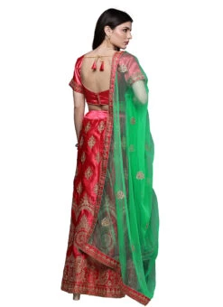 Pink Satin Silk Embroidered A Line Lehenga Festive Wear -ZariGrace Shop pink satin silk embroidered a line lehenga ghsstsktlly7623 b