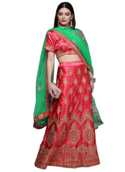 Pink Satin Silk Embroidered A Line Lehenga Festive Wear -ZariGrace Shop pink satin silk embroidered a line lehenga ghsstsktlly7623 u