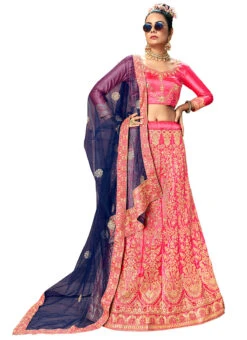 Pink Satin Silk Machine Embroidered A Line Lehenga Festive Wear -ZariGrace Shop pink satin silk machine embroidered a line lehenga ghssittsnem1003 u