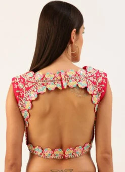 Pink Silk Embroidery Blouse Party Wear 9 Pink Silk Embroidery Blouse Party Wear -ZariGrace Shop pink silk embroidery blouse blspfb168ro b