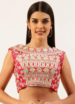 Pink Silk Embroidery Blouse Party Wear 8 Pink Silk Embroidery Blouse Party Wear -ZariGrace Shop pink silk embroidery blouse blspfb168ro u