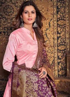 Pink Silk Plain Anarkali Suit Party Wear -ZariGrace Shop pink silk plain anarkali suit slsdck4001 b