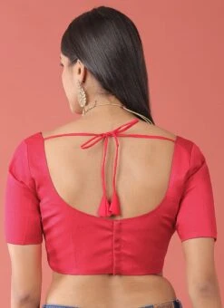 Pink Silk Solid Stitched Readymade Blouse Party Wear -ZariGrace Shop pink silk solid stitched readymade blouse blspfb237r b