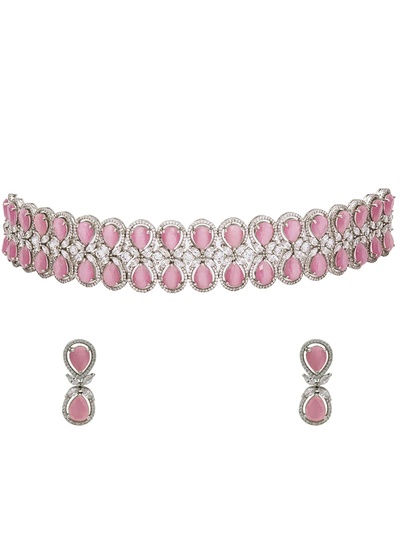Pink Stones Alloy Choker Party Wear 4 Pink Stones Alloy Choker Party Wear - Image 2