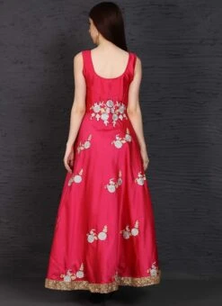 Pink Taffeta Anarkali Suit Party Wear -ZariGrace Shop pink taffeta anarkali suit slsifh990019 b