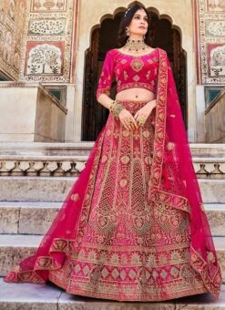 Pink Velvet Embroidered Resham Umbrella Lehenga Wedding Wear 8 Pink Velvet Embroidered Resham Umbrella Lehenga Wedding Wear -ZariGrace Shop pink velvet embroidered resham umbrella lehenga ghska46822087 u