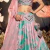 Pink Velvet Sequins Embroidery Mirror Work Umbrella Lehenga Party Wear -ZariGrace Shop pink velvet sequins embroidery mirror work umbrella lehenga ghsom2272 l