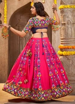 Pink Viscose Rayon Kutch And Mirror Work Chaniya Choli Festive Wear -ZariGrace Shop pink viscose rayon kutch and mirror work chaniya choli ghsom2337 b