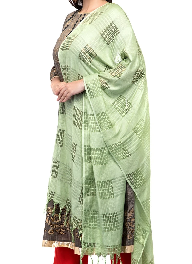 Pista Green Blended Cotton Dupatta After Six Wear 3 Pista Green Blended Cotton Dupatta After Six Wear