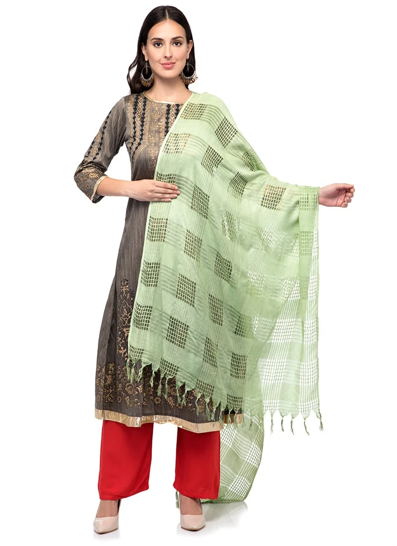 Pista Green Blended Cotton Dupatta After Six Wear 5 Pista Green Blended Cotton Dupatta After Six Wear - Image 3
