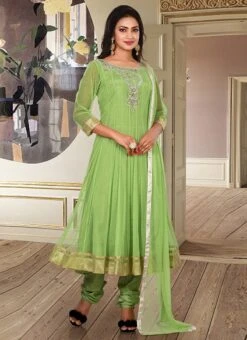 Pista Green Net Embroidery Anarkali Suit Party Wear -ZariGrace Shop pista green net embroidery anarkali suit slsrrmu012 u