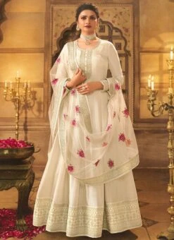 Prachi Desai Cream Dola Silk Embroidered Anarkali Suit Party Wear -ZariGrace Shop prachi desai cream dola silk embroidered anarkali suit slsrf26576 u