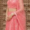 Punch Pink Organza Mirror Work Umbrella Lehenga Party Wear -ZariGrace Shop punch pink organza mirror work umbrella lehenga ghsak41921003 l