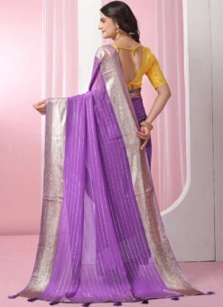 Purple Faux Georgette Saree After Six Wear -ZariGrace Shop purple faux georgette saree sasacw9133 b