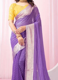 Purple Faux Georgette Saree After Six Wear
