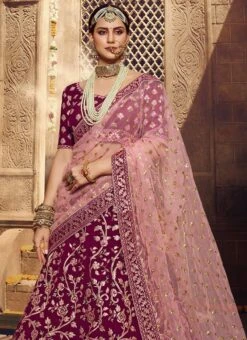 Purple Georgette A Line Lehenga Wedding Wear -ZariGrace Shop purple georgette a line lehenga ghmkns3801 b