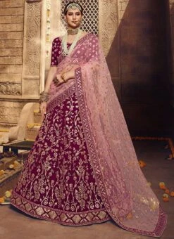 Purple Georgette A Line Lehenga Wedding Wear -ZariGrace Shop purple georgette a line lehenga ghmkns3801 u