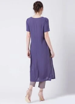 Purple Georgette Kurta Straight Pant Set Work Wear -ZariGrace Shop purple georgette kurta straight pant set krsdvcsvts03 b