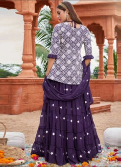 Purple Georgettte Embroidered A Line Lehenga Festive Wear -ZariGrace Shop purple georgettte embroidered a line lehenga ghska43441110 b