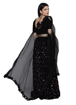 Purple N Black Velvet Sequins A Line Lehenga Festive Wear -ZariGrace Shop purple n black velvet sequins a line lehenga ghsstsktmbr7646 b