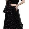 Purple N Black Velvet Sequins A Line Lehenga Festive Wear