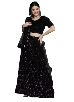 Purple N Black Velvet Sequins A Line Lehenga Festive Wear -ZariGrace Shop purple n black velvet sequins a line lehenga ghsstsktmbr7646 u