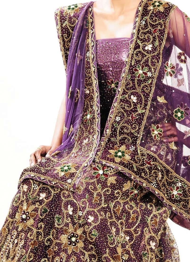 Purple Net Hand Work A Line Lehenga Wedding Wear 3 Purple Net Hand Work A Line Lehenga Wedding Wear