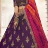 Purple Banarasi Silk Embroidered Umbrella Lehenga Wedding Wear -ZariGrace Shop purple rayon embroidered umbrella lehenga ghska4646102 l