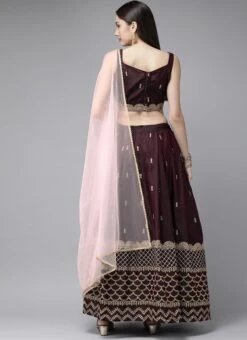 Purple Satin Blend Zari A Line Lehenga Festive Wear -ZariGrace Shop purple satin blend zari a line lehenga ghsrk165782 b