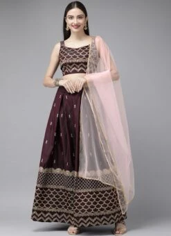 Purple Satin Blend Zari A Line Lehenga Festive Wear -ZariGrace Shop purple satin blend zari a line lehenga ghsrk165782 u