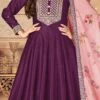 Purple Tussar Silk Embroidery Anarkali Suit Party Wear 1 Purple Tussar Silk Embroidery Anarkali Suit Party Wear -ZariGrace Shop purple tussar silk embroidery anarkali suit slsdc4102 l