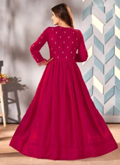 Rani Pink Faux Georgette Embroidered Anarkali Suit Party Wear 9 Rani Pink Faux Georgette Embroidered Anarkali Suit Party Wear -ZariGrace Shop rani pink faux georgette embroidered anarkali suit slsrf26963 b