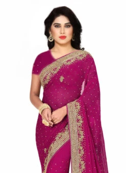 Rani Pink Georgette Stones Work Saree Party Wear 9 Rani Pink Georgette Stones Work Saree Party Wear -ZariGrace Shop rani pink georgette stones work saree sadsf3996 b