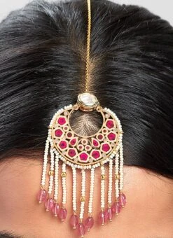 Red Alloy Pearl Mangtikka Party Wear -ZariGrace Shop red alloy pearl mangtikka hejmjbr25 b