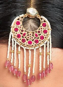 Red Alloy Pearl Mangtikka Party Wear