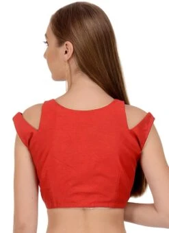 Red Art Dupion Silk Plain Blouse Festive Wear -ZariGrace Shop red art dupion silk plain blouse bldiw15 b