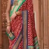 Red Art Silk Patola Sari Festive Wear