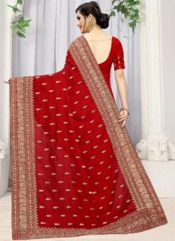 Red Art Silk Saree Party Wear 9 Red Art Silk Saree Party Wear -ZariGrace Shop red art silk saree sasun512 b