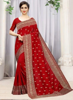 Red Art Silk Saree Party Wear 8 Red Art Silk Saree Party Wear -ZariGrace Shop red art silk saree sasun512 u