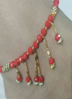 Red Beads Designer Anklets Festive Wear