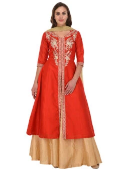 Red Bhagalpuri Art Silk Umbrella Lehenga Party Wear -ZariGrace Shop red bhagalpuri art silk umbrella lehenga ghdrrwrs394 u
