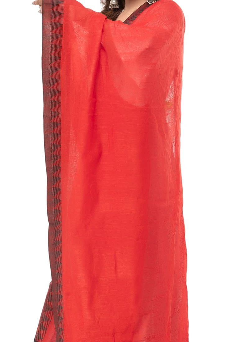 Red Blended Cotton Dupatta After Six Wear 3 Red Blended Cotton Dupatta After Six Wear
