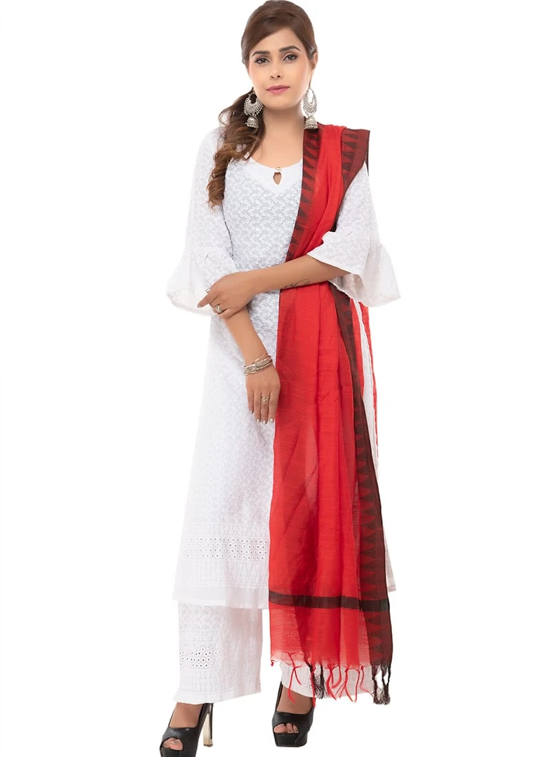 Red Blended Cotton Dupatta After Six Wear 5 Red Blended Cotton Dupatta After Six Wear - Image 3