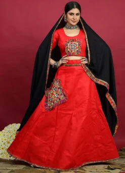 Red Blended Kutch N Mirror Work Chaniya Choli Festive Wear -ZariGrace Shop red blended kutch n mirror work chaniya choli ghsom2779 u